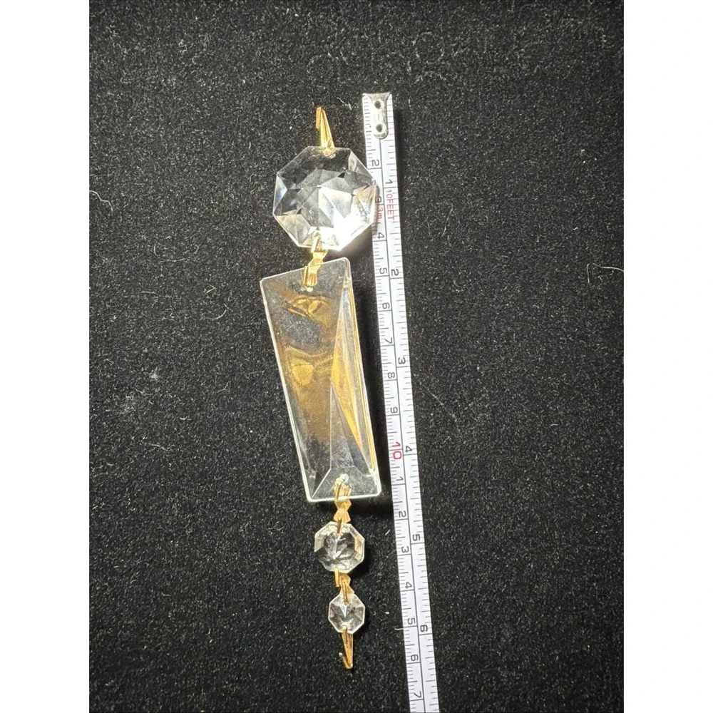 Set of 9 Vintage  Cut Crystal Chandelier Chain of Connected Prisms 6.25 inch